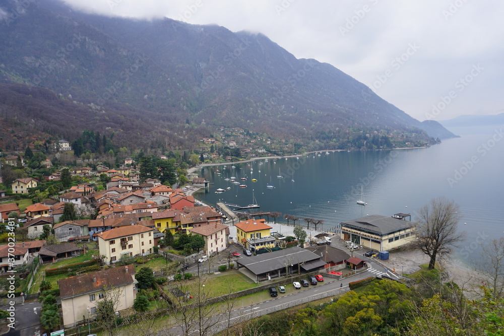 view of the town of calde, ticino by lake maggiore