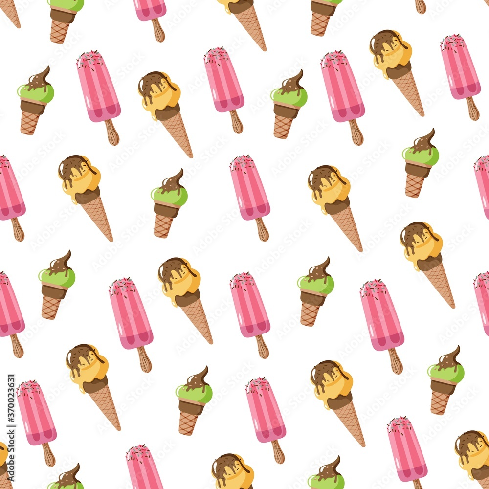 Summer background with ice cream. Vector semaless pattern Summer background with ice cream. Vector semaless pattern