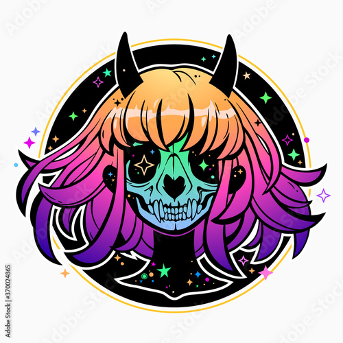 portrait of dead colorful magic demon girl