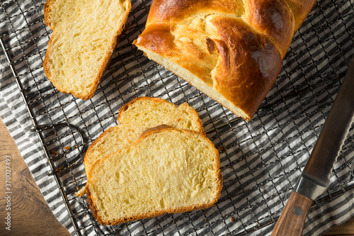 Homemade Baked Braided Brioche Bread photo