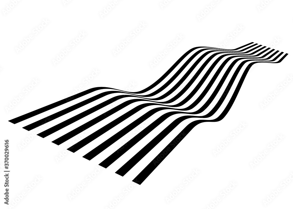 Black and white wavy parallel lines design. Modern vector pattern Stock