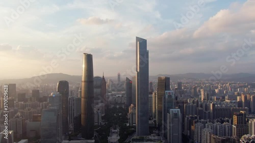 Aerial view of Guangzhou city in China. Drone shot footage 4k(UHD).