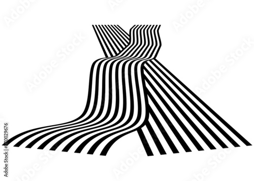 Abstract waves from black curved lines on a white background. Modern vector pattern