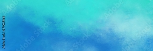 awesome abstract painting background graphic with medium turquoise, strong blue and sky blue colors and space for text or image. can be used as horizontal background texture