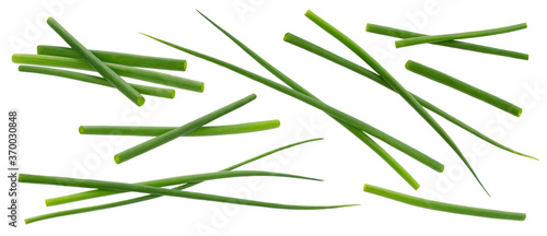 Green onion, fresh chives isolated on white background photo