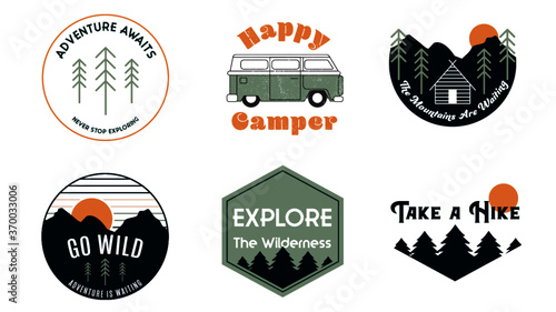 Mountain Adventure Badge Set - Fun for social media, posters, pins, patches, keychains, etc. 
