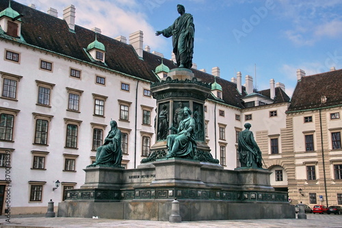 View of Statue of Emperor Francis II in the Courtyard of Hofburg, Vienna Old Town