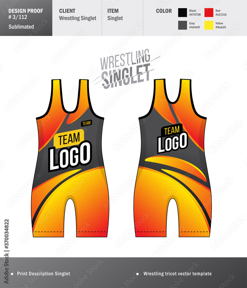 Φωτογραφία Singlet vector template. Wrestling tricot design template