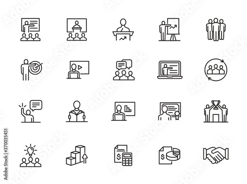 minimal business line icon set