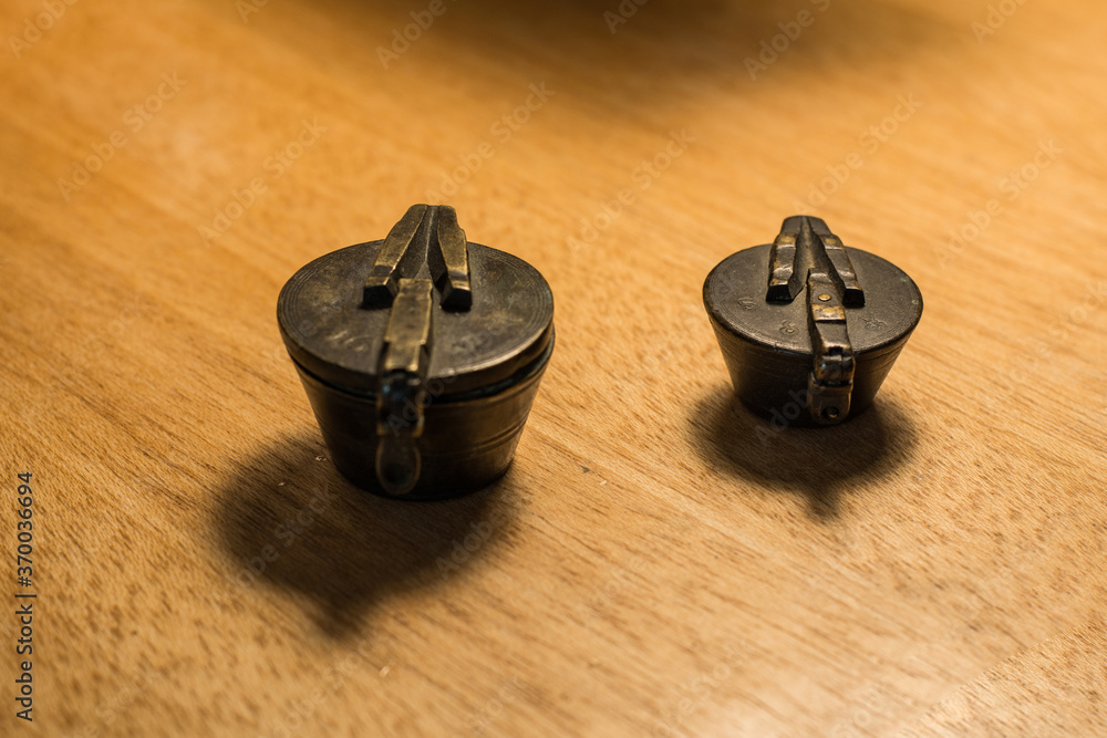 Set of goldsmith weights. Goldsmith.Jewelry and valuables workshop. Set of goldsmith weights. Goldsmith.Jewelry and valuables workshop.