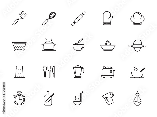 minimal kitchen line icon set