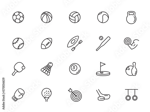 minimal sports line icon set