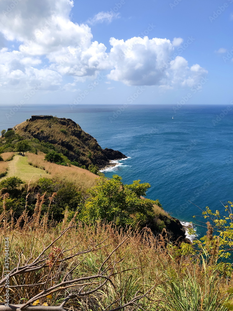 Beautiful view of Pigeon Island National Park, Saint Lucia