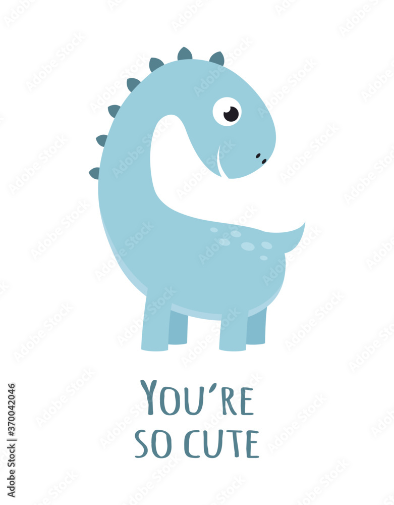 cute dinosaur isolated on white, vector illustration - obrazy, fototapety, plakaty 