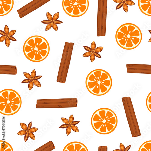 cinnamon seamless pattern isolated on white background