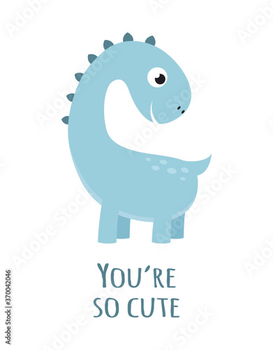 cute dinosaur isolated on white, vector illustration