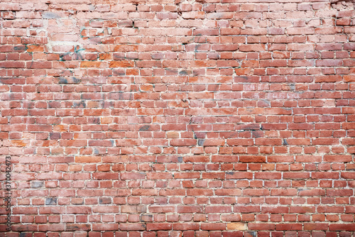 Red brick wall, wide panorama of masonry, background, texture grunge background
