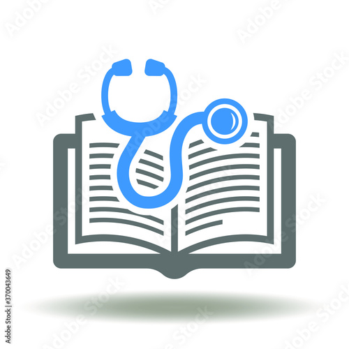 Book Stethoscope Icon Vector. Medical Science Research Education Symbol.