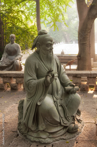 Confucius sitting statue Taiqing Palace Qingdao China