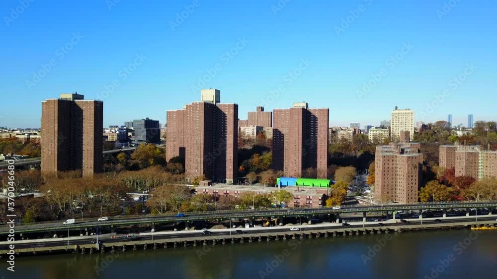 View of the Harlem River, Apartment Buildings and Major Deegan Expressway - Still Video View of the Harlem River, Apartment Buildings and Major Deegan Expressway - Still Video