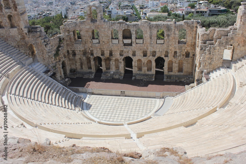 Amphitheatre of Odeon of Herodes Atticus in Athens, overlooking the city