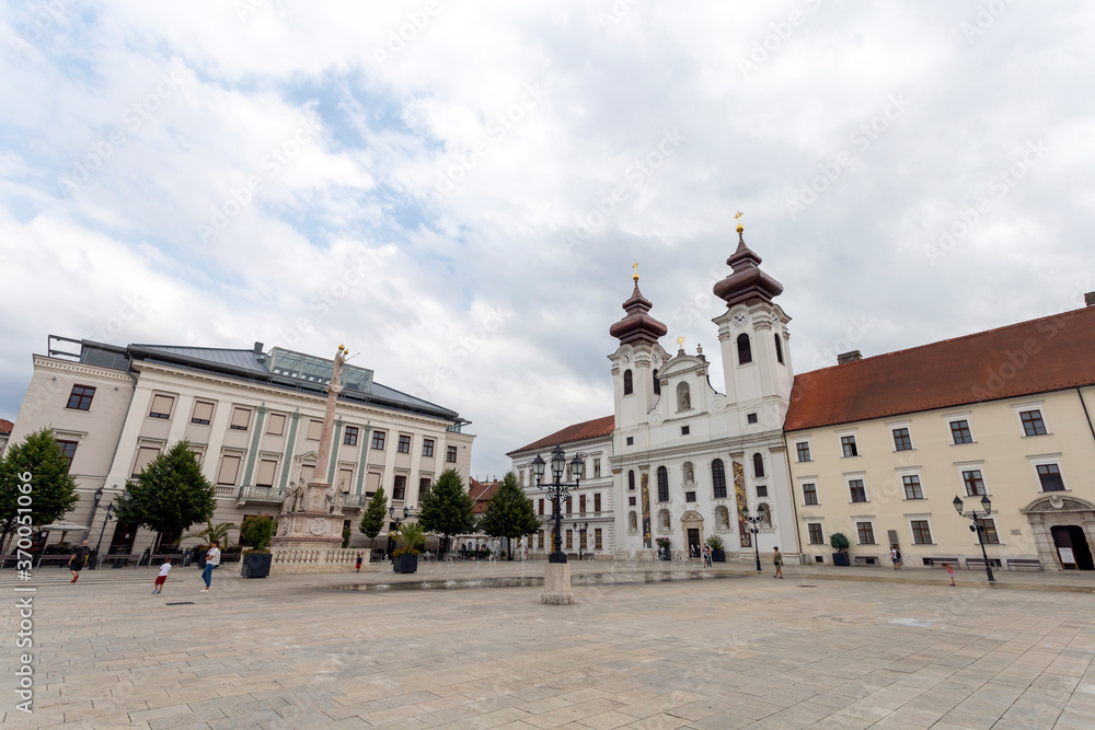 Benedictine church on the Szechenyi square in Gyor, Hungary