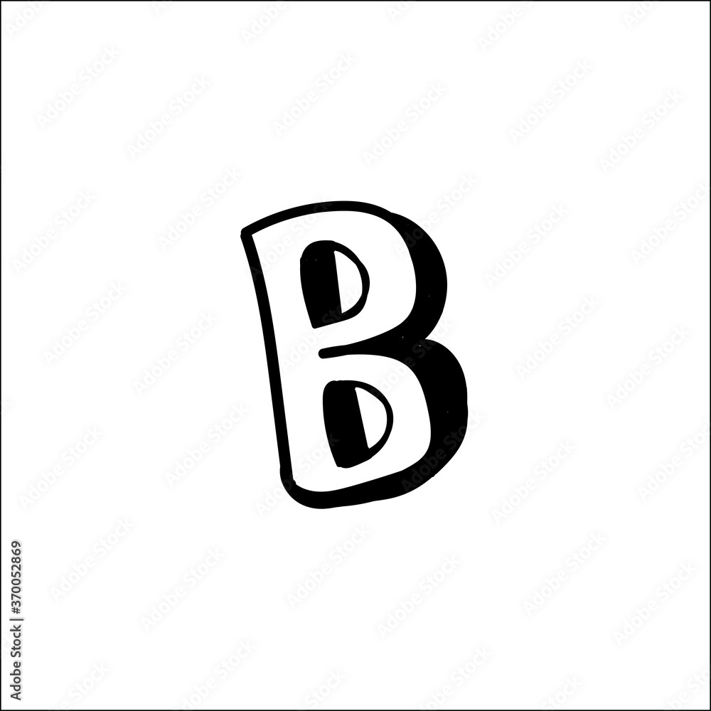 scribble alphabet, hand drawn letter B isolated on white background scribble alphabet, hand drawn letter B isolated on white background