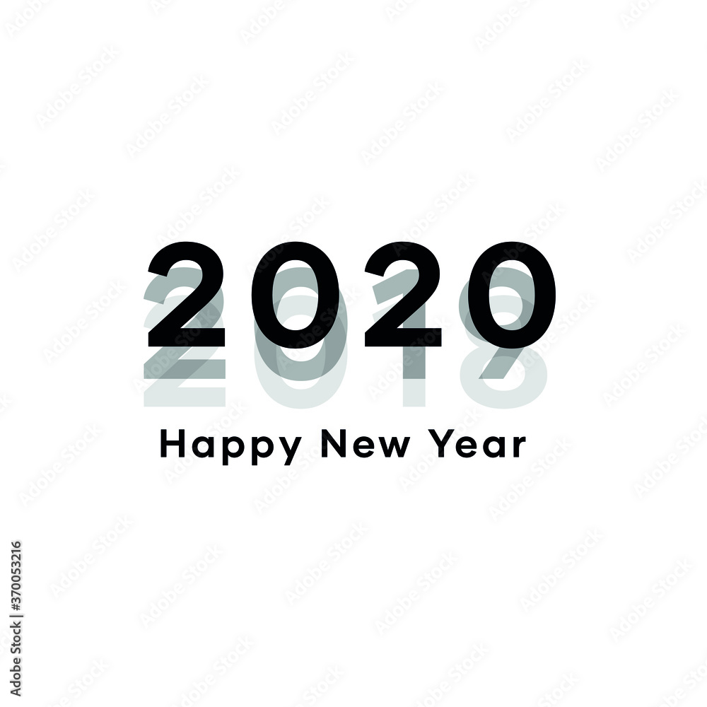 Colorful design Happy New Year 2020 design concept isolated on white background. Logo design with text for card, brochure, template, banner, calendar, invitation. Vector illustration Colorful design Happy New Year 2020 design concept isolated on white background. Logo design with text for card, brochure, template, banner, calendar, invitation. Vector illustration