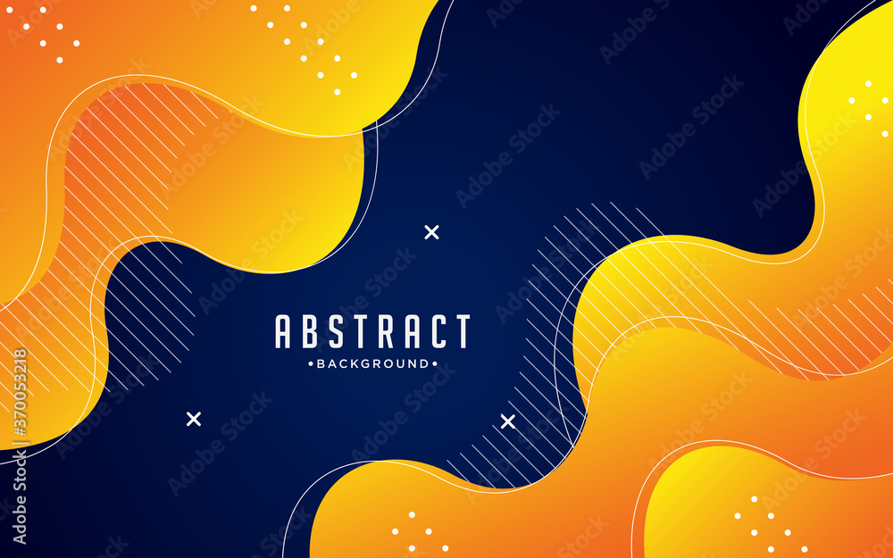 Dynamic textured background design in 3D style with orange color. Liquid and fluid vector layout template.