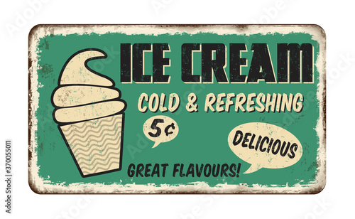 Ice cream vintage rusty metal sign