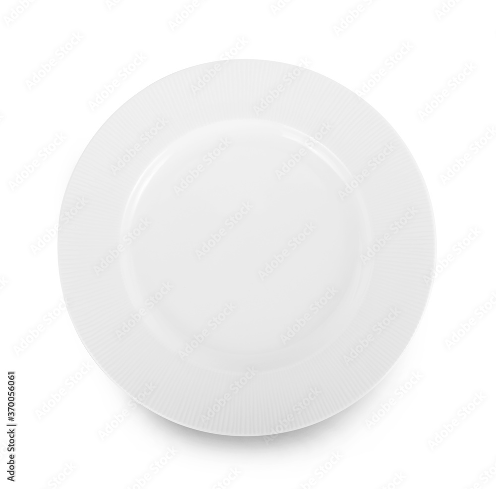 empty white plate isolated on white background empty white plate isolated on white background