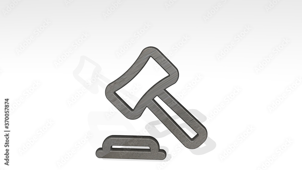 LEGAL HAMMER casting shadow with two lights. 3D illustration of metallic sculpture over a white background with mild texture. business and concept LEGAL HAMMER casting shadow with two lights. 3D illustration of metallic sculpture over a white background with mild texture. business and concept