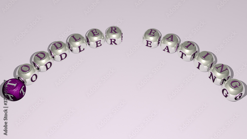 combination of toddler eating built by cubic letters from the top perspective, excellent for the concept presentation. child and baby combination of toddler eating built by cubic letters from the top perspective, excellent for the concept presentation. child and baby