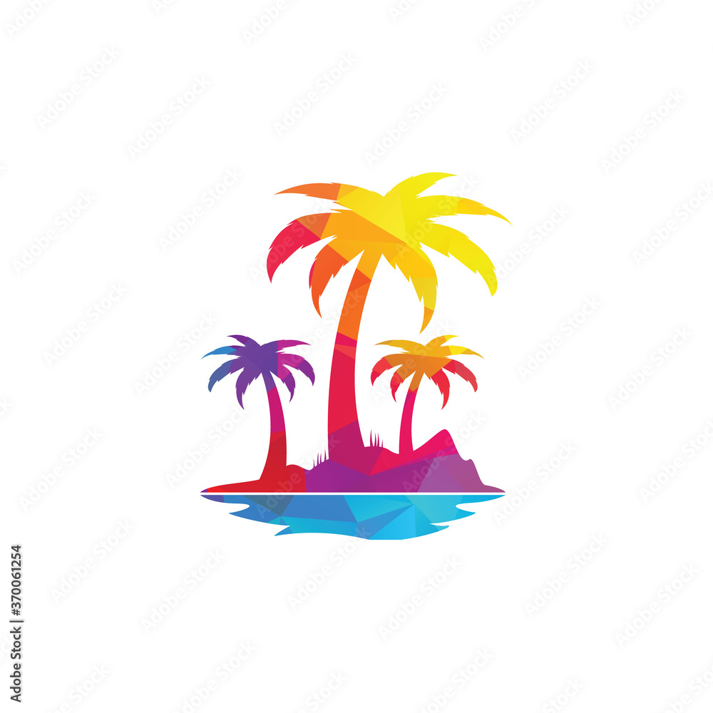 Tropical beach and palm tree logo design. Creative palm tree vector logo design	