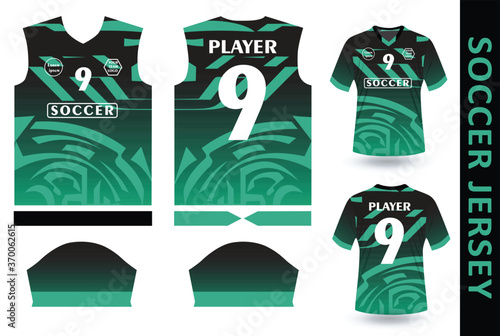 soccer jersey pattern and design in abstract green colors