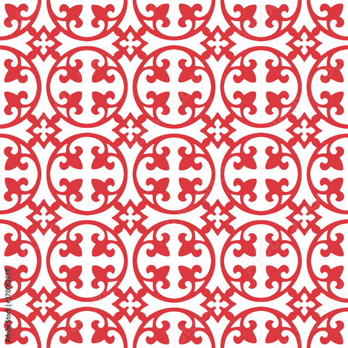 Curved fleur de lis and circle diamond pattern seamless repeat background
