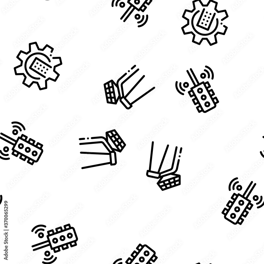 Smart City Technology Seamless Pattern Vector Thin Line. Illustrations Smart City Technology Seamless Pattern Vector Thin Line. Illustrations