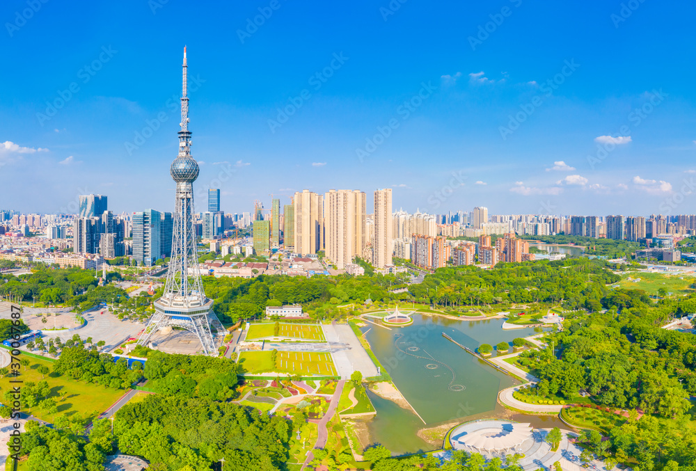 Fototapeta premium Zdjęcia lotnicze Wenhua Park, Foshan City, prowincja Guangdong, Chiny