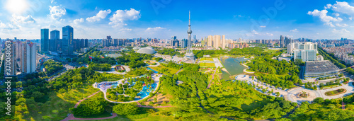 Aerial photos of Wenhua Park, Foshan City, Guangdong Province, China