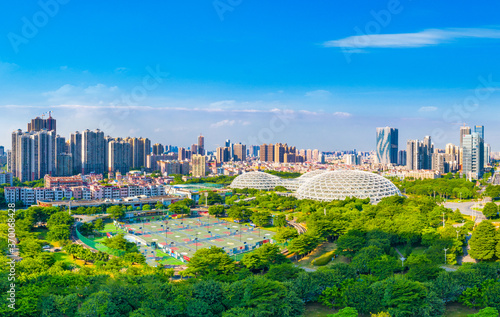 Aerial photos of Wenhua Park, Foshan City, Guangdong Province, China