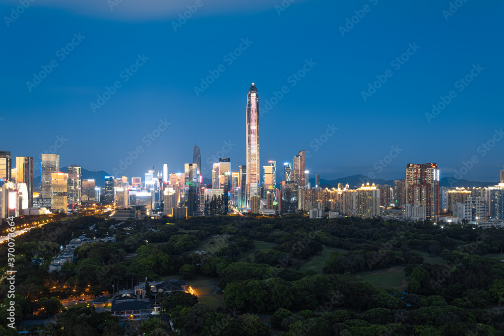 Night view of Shenzhen Futian CBD city skyline