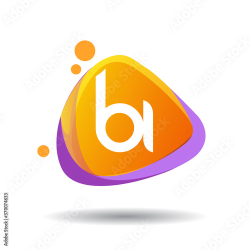 Letter BI logo in triangle splash and colorful background, letter combination logo design for creative industry, web, business and company.