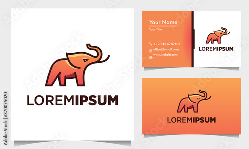 Simple Elephant Logo Design Inspiration with business card template