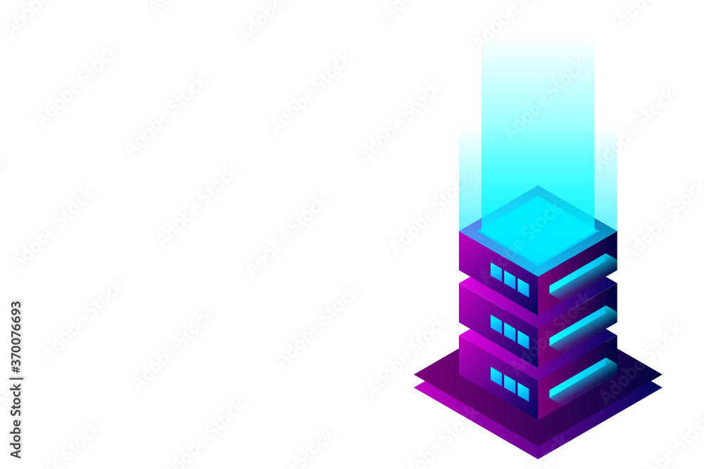 Datacenter isometric vector illustration. Abstract 3d hosting server or data center room background. Network or mainframe infrastructure website header layout. Computer storage or farming workstation. Datacenter isometric vector illustration. Abstract 3d hosting server or data center room background. Network or mainframe infrastructure website header layout. Computer storage or farming workstation.