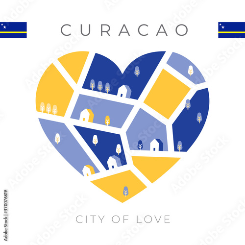 National flag with heart shaped landscape : Vector Illustration