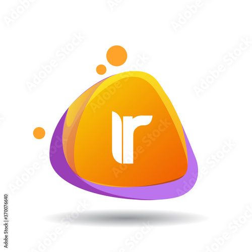 Letter IR logo in triangle splash and colorful background, letter combination logo design for creative industry, web, business and company.