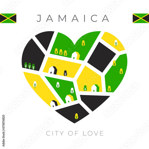 National flag with heart shaped landscape : Vector Illustration