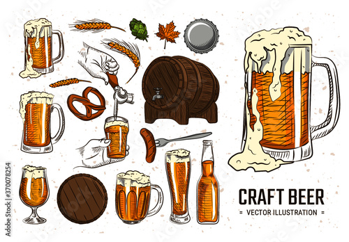 Beer Illustrations for Oktoberfest Craft Beer Festival, Pubs & Bars