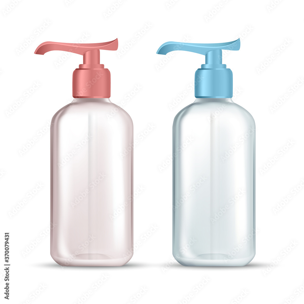 Bottle With Pump For Hygienic Liquid Soap Vector. Empty Transparent Bottle For Wash Hands And Face Skincare Cosmetic Product. Package Hygiene Cosmetology Layout Realistic 3d Illustration Bottle With Pump For Hygienic Liquid Soap Vector. Empty Transparent Bottle For Wash Hands And Face Skincare Cosmetic Product. Package Hygiene Cosmetology Layout Realistic 3d Illustration