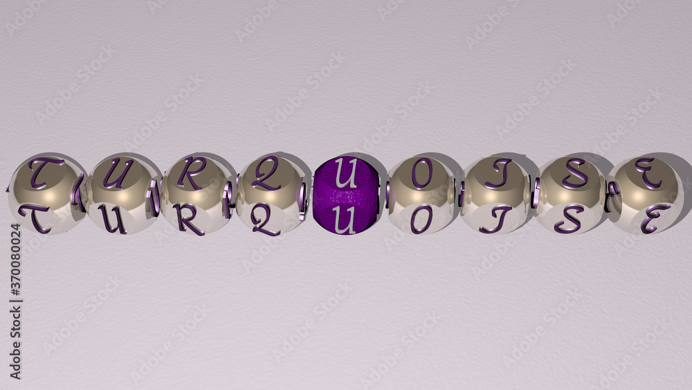 crosswords of TURQUOISE arranged by cubic letters on a mirror floor, concept meaning and presentation. background and blue crosswords of TURQUOISE arranged by cubic letters on a mirror floor, concept meaning and presentation. background and blue